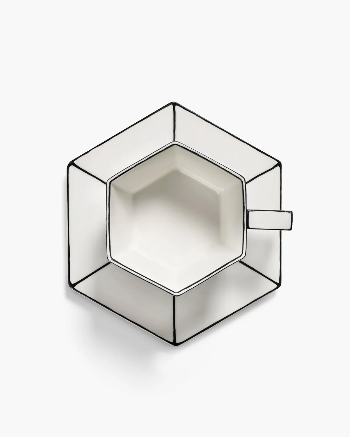 Cappuccino Cup + Saucer  | White - Black Carte Blanche