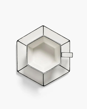 Cappuccino Cup + Saucer  | White - Black Carte Blanche