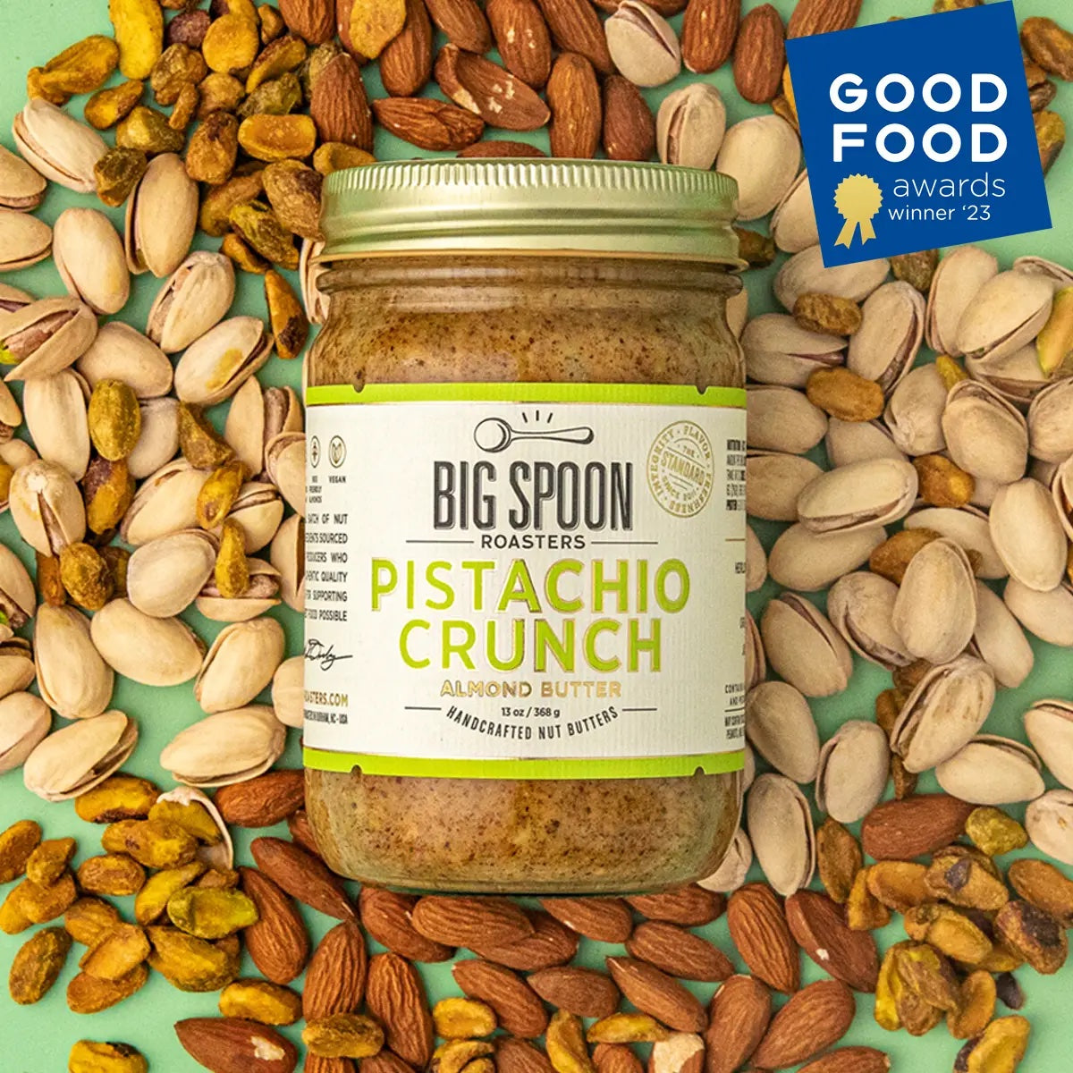 Pistachio Crunch Almond Butter - Big Spoon Roasters - Bluecashew Kitchen Homestead