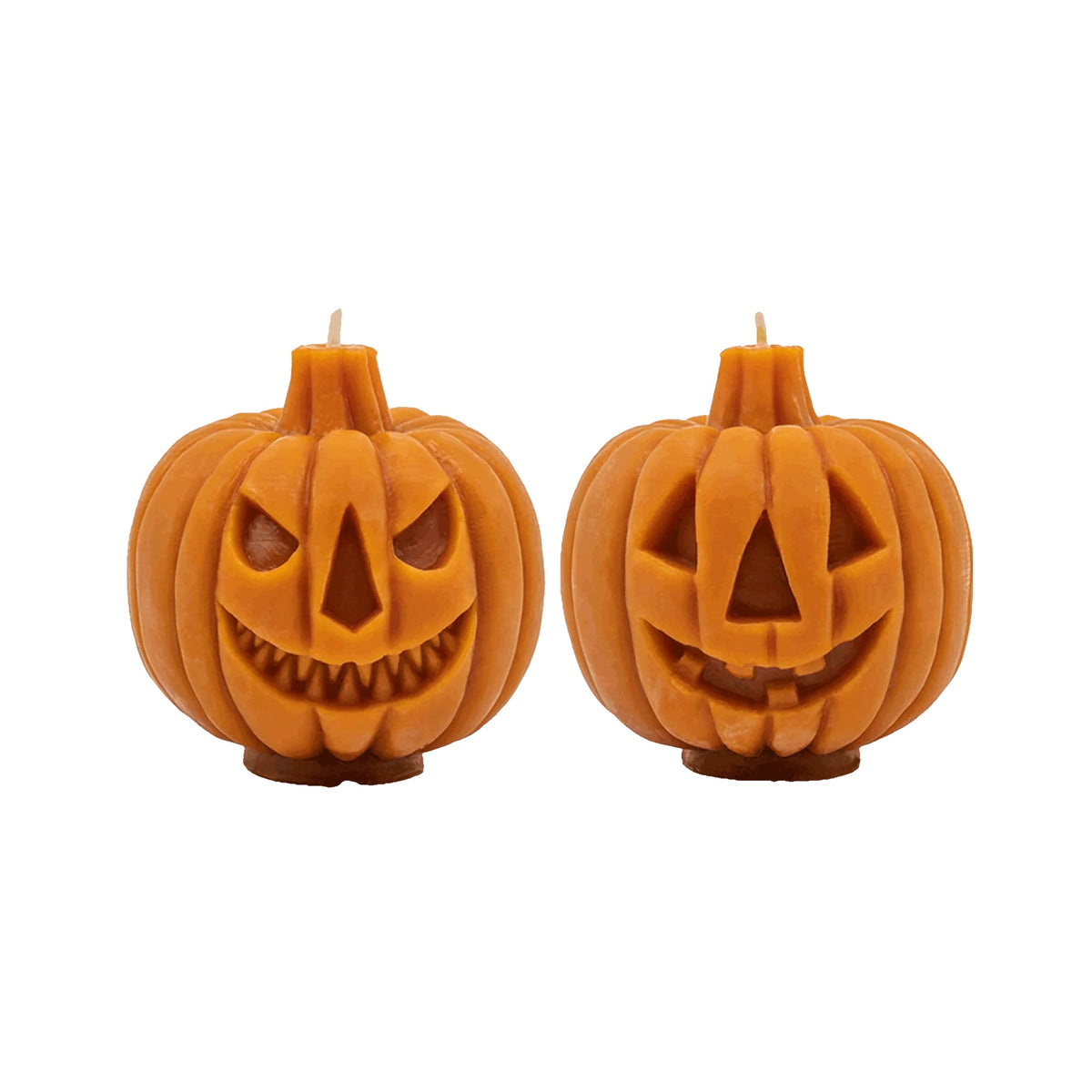 Two-Faced Jack-o-Lantern Beeswax Candle | Orange - sunbeam candles - bluecashew kitchen homestead