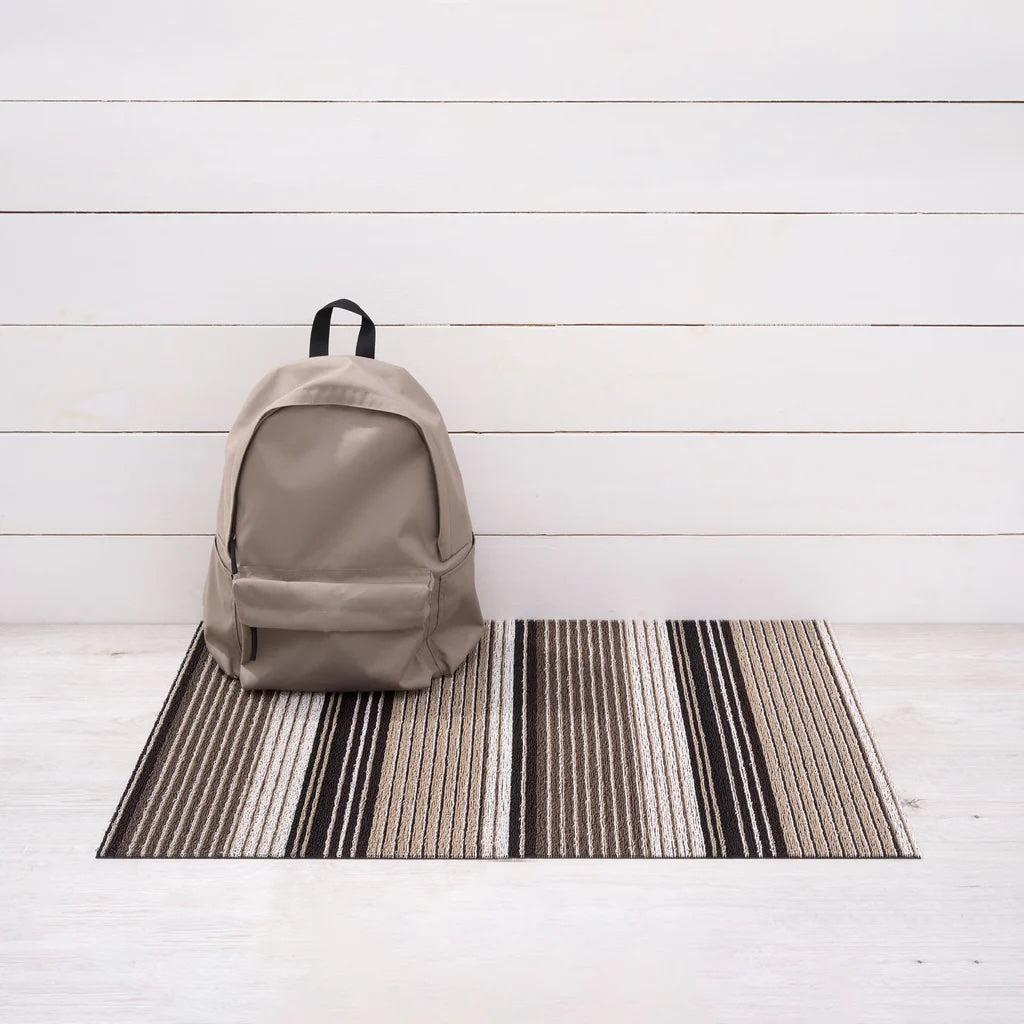 Pleat Stripe Shag Utility Mat | Oyster - Chilewich LLC - bluecashew kitchen homestead