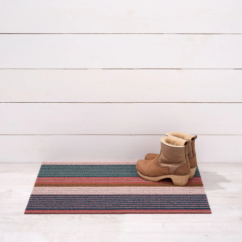 Pleat Stripe Shag Doormat | Raspberry - Chilewich LLC - bluecashew kitchen homestead