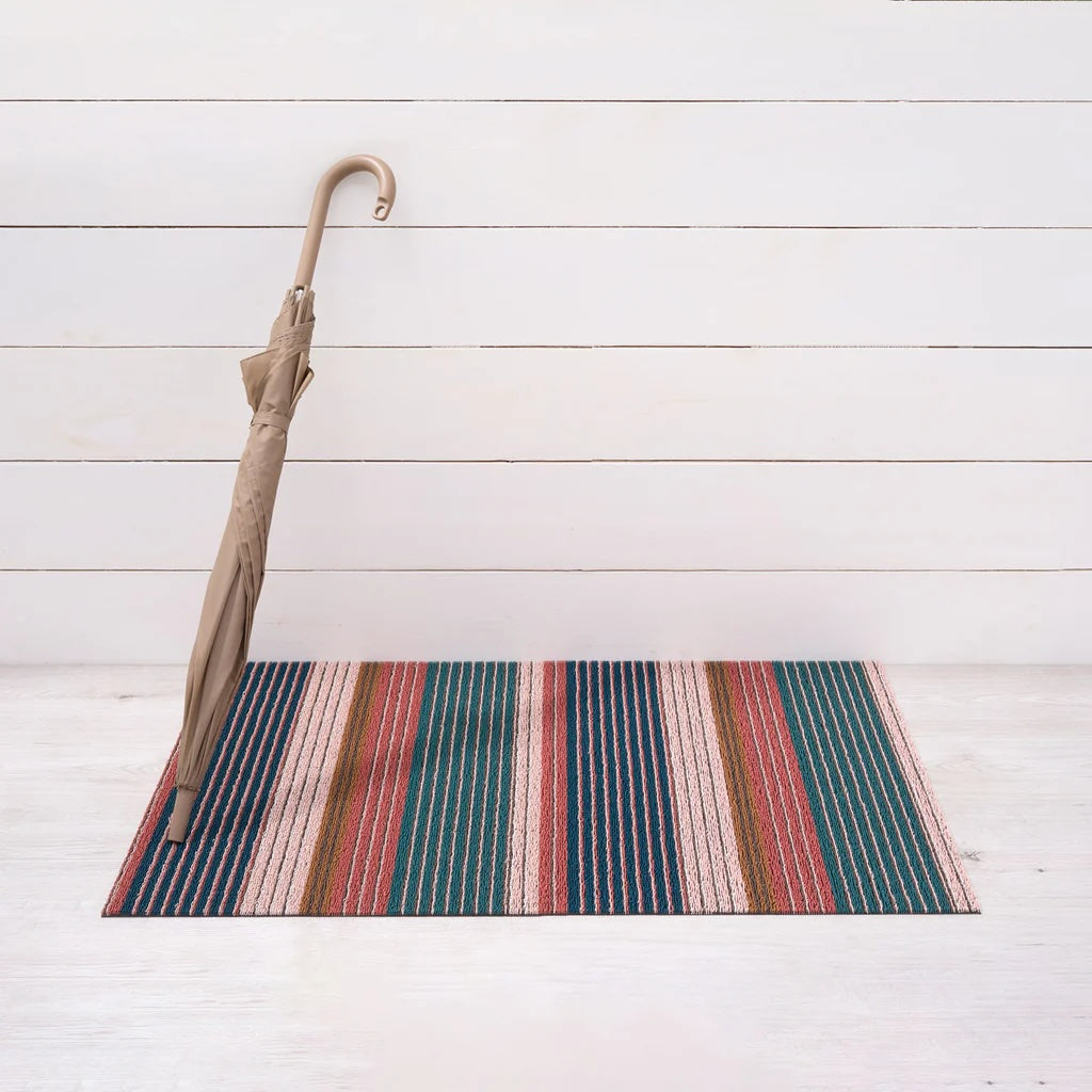 Pleat Stripe Shag Utility Mat | Raspberry - Chilewich LLC - bluecashew kitchen homestead