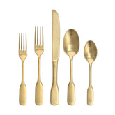 Ashton 5pc Flatware Set | Brushed Gold - Fortessa Inc - Bluecashew Kitchen Homestead