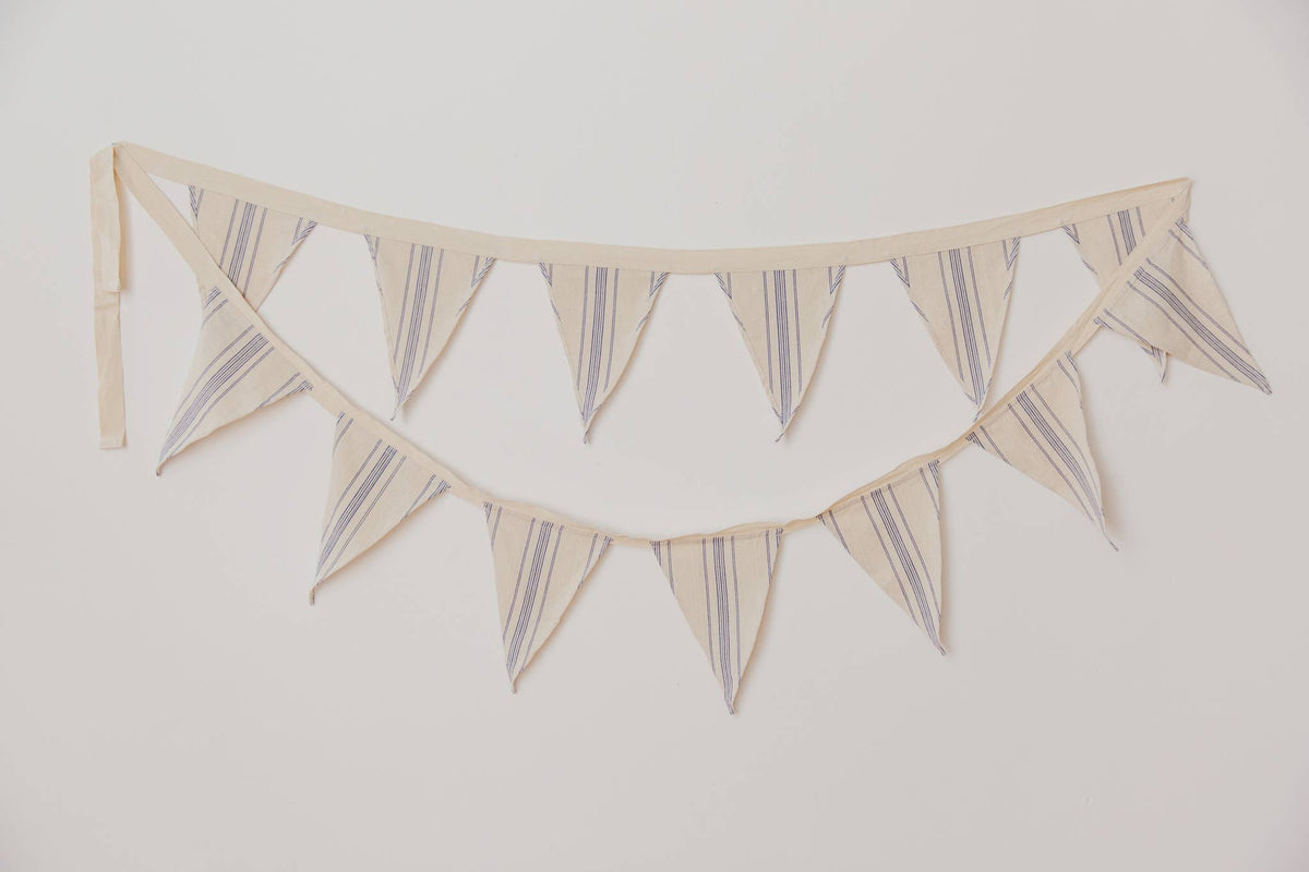 Striped Cotton Bunting: Blue Stripe - Will & Atlas - bluecashew kitchen homestead