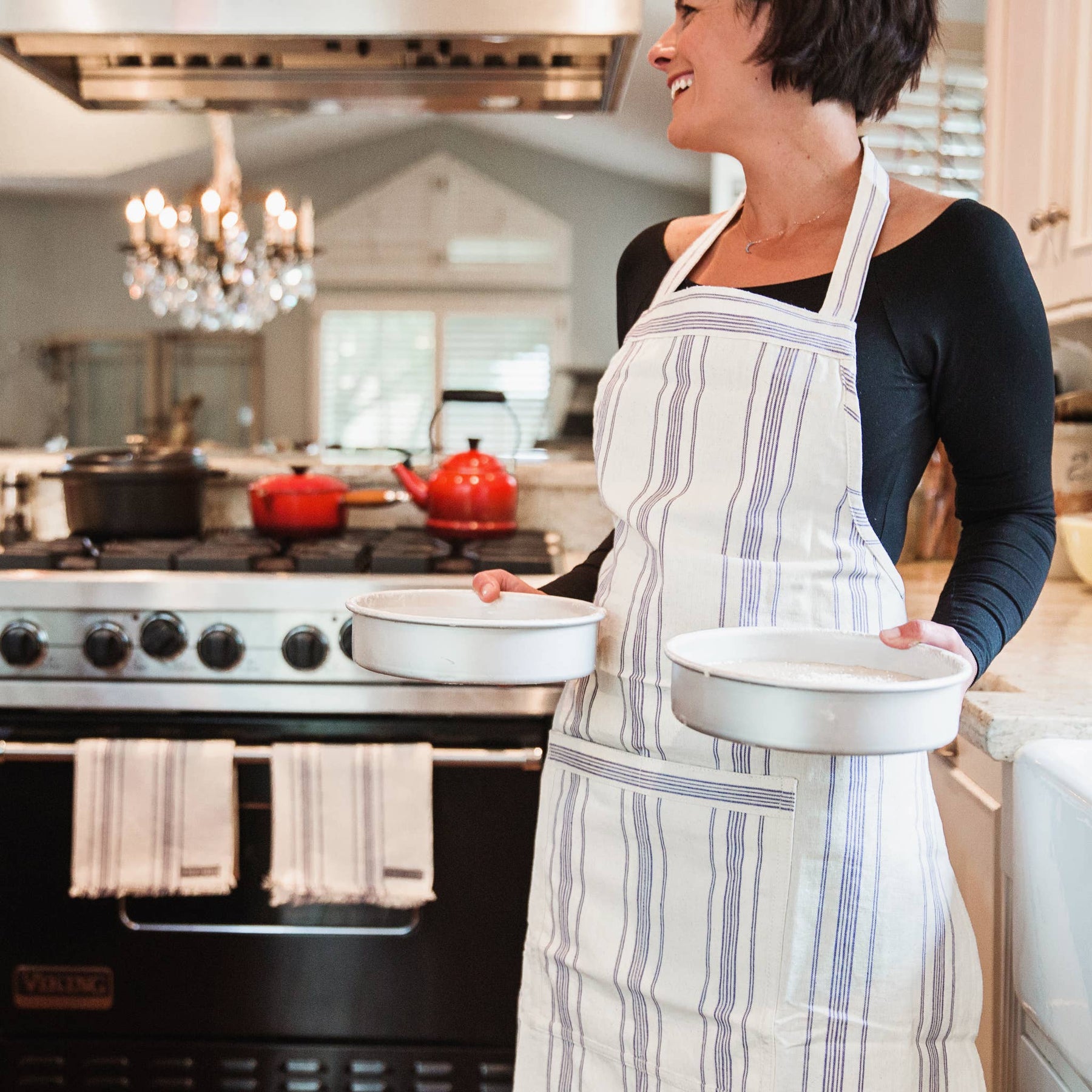 Cotton Striped Apron | Blue - Will & Atlas - bluecashew kitchen homestead