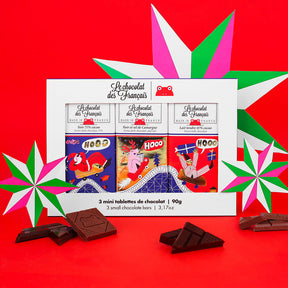Box of 3 Mini Christmas Chocolate Bars - Le Chocolat de Francais - Bluecashew Kitchen Homestead