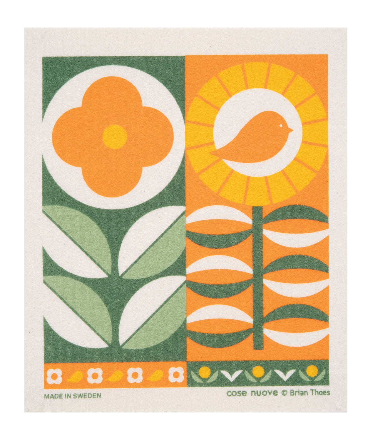 Swedish Dishcloth - Flower Stand, Green/Orange - Cose Nuove - bluecashew kitchen homestead