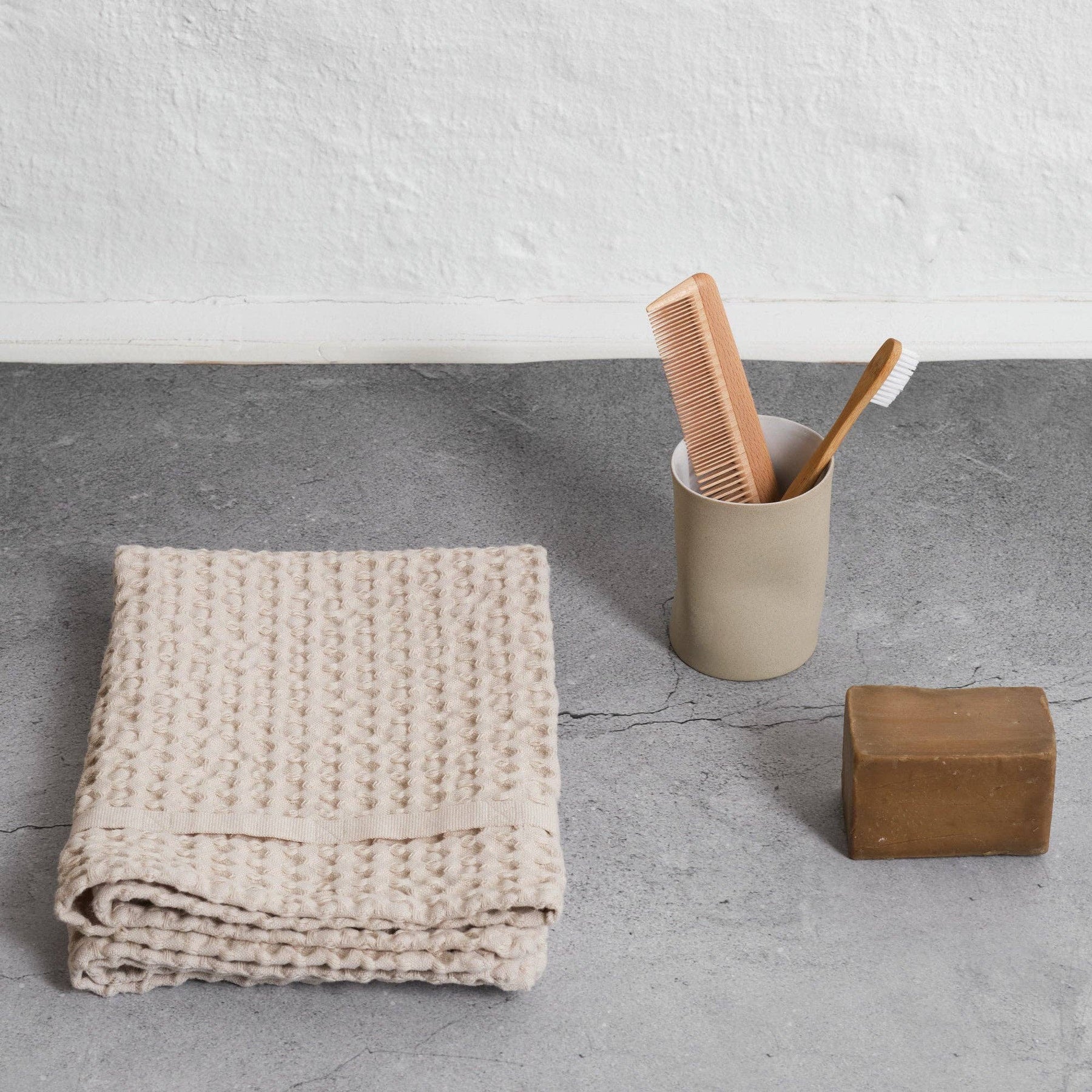 Big Waffle Hand Towel | Stone - The Organic Company - bluecashew kitchen homestead