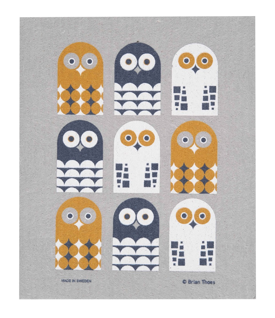 Owl Family Swedish Dishcloth - Cose Nuove - Bluecashew Kitchen Homestead