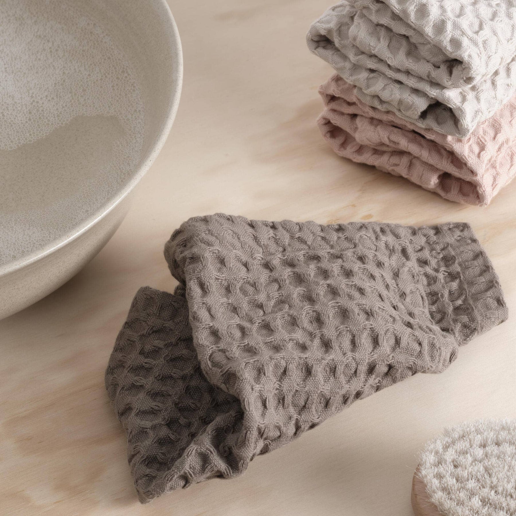Big Waffle Wash Cloth (3 pack) | Clay - The Organic Company - bluecashew kitchen homestead