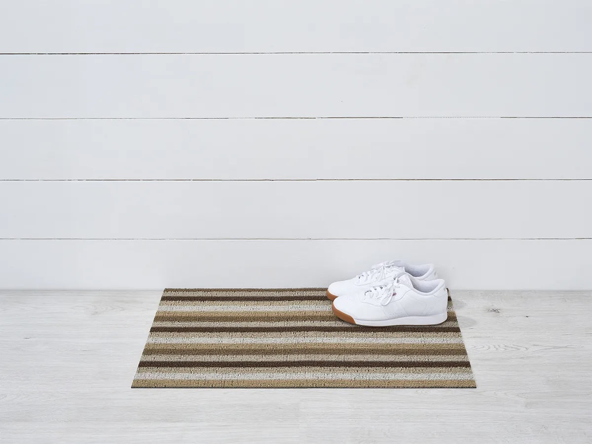 Even Stripe Shag Doormat | Mocha