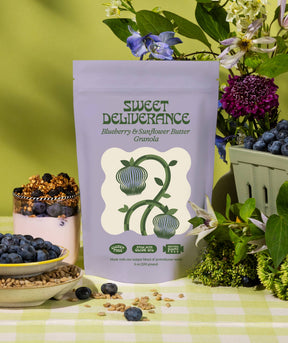 Blueberry & Sunflower Butter Granola - Sweet Deliverance - bluecashew kitchen homestead