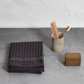 Big Waffle Hand Towel | Dark Grey - The Organic Company - bluecashew kitchen homestead