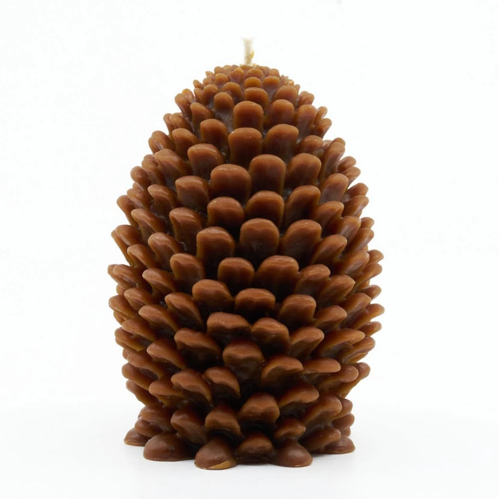 Beeswax Pine Cone Candle L | Brown