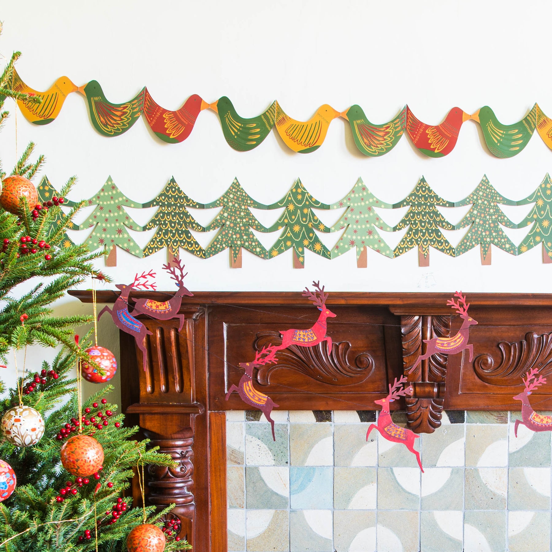 Christmas Tree Concertina Garland - east end press - Bluecashew Kitchen Homestead