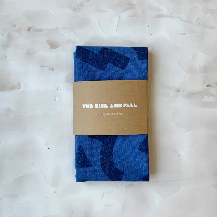 Blocks Kitchen Towel | Cobalt - The Rise and Fall - Bluecashew Kitchen Homestead